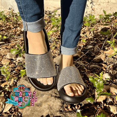 Black Basic Slide with Bling Shabby Chic Boutique and Tanning Salon