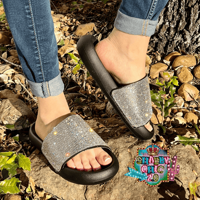Black Basic Slide with Bling Shabby Chic Boutique and Tanning Salon