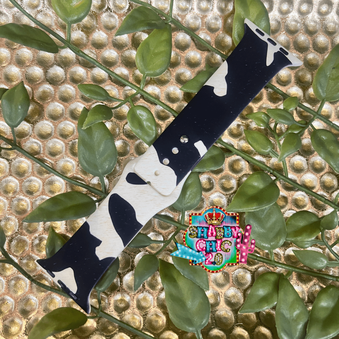 Black Cow Print Watchbands Shabby Chic Boutique and Tanning Salon