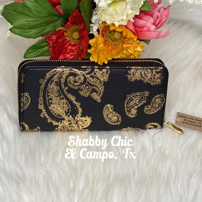 Black Paisley Wallet Shabby Chic Boutique and Tanning Salon