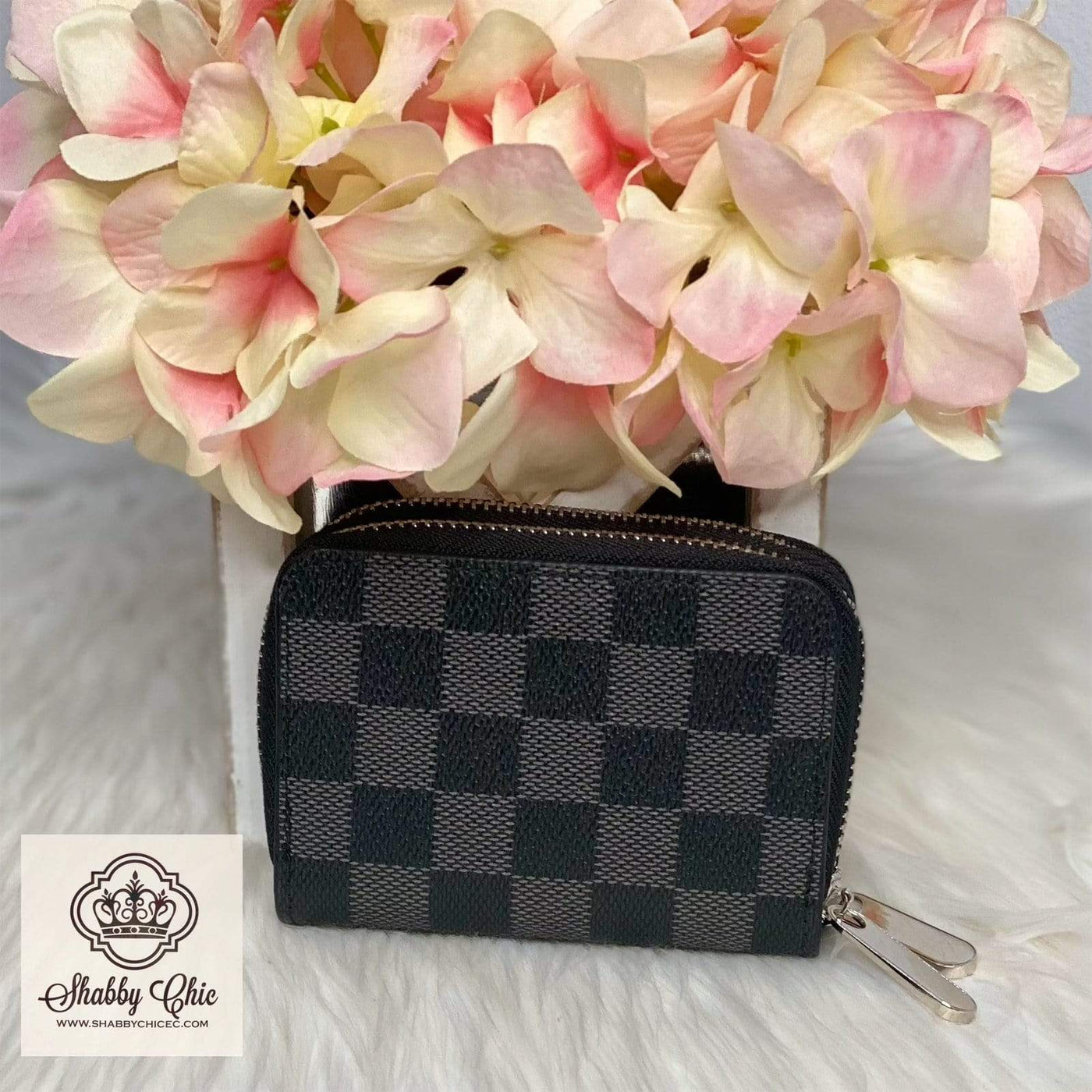 Black Small Luxury Zip Wallet Shabby Chic Boutique and Tanning Salon