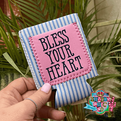 Bless Your Heart Koozie 12 oz Can Shabby Chic Boutique and Tanning Salon