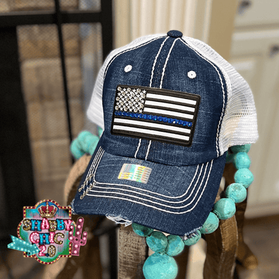 Blue Line Bling Cap Shabby Chic Boutique and Tanning Salon