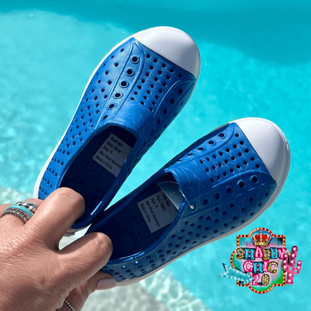 Blue Shark Slip on Shoes Shabby Chic Boutique and Tanning Salon