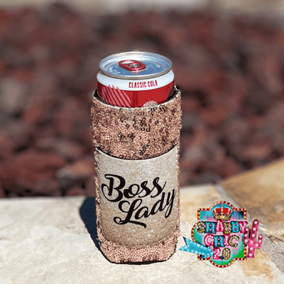 Boss Lady Koozie Slim Can Shabby Chic Boutique and Tanning Salon