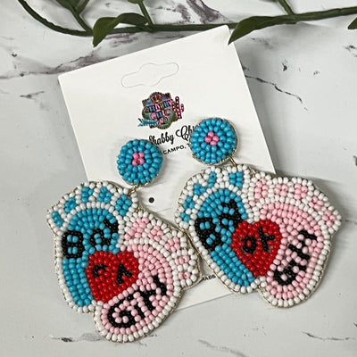 Boy or Girl Beaded Earrings Shabby Chic Boutique and Tanning Salon