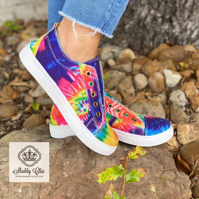 Bright Tie Dye Fast Slip on Shoes Shabby Chic Boutique and Tanning Salon