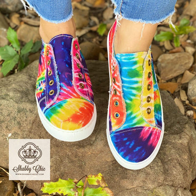 Bright Tie Dye Fast Slip on Shoes Shabby Chic Boutique and Tanning Salon