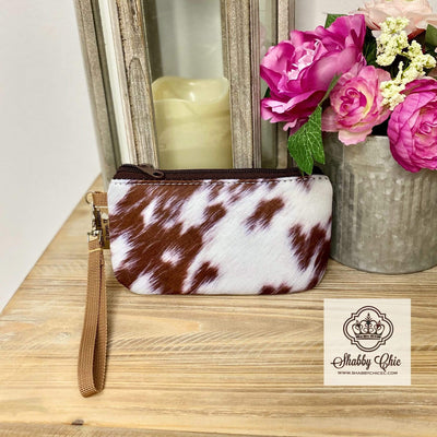 Brown cowhide wristlet Shabby Chic Boutique and Tanning Salon