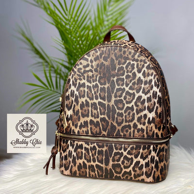 Brown Leopard Backpack Shabby Chic Boutique and Tanning Salon