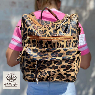 Brown Leopard Sling Backpack Shabby Chic Boutique and Tanning Salon