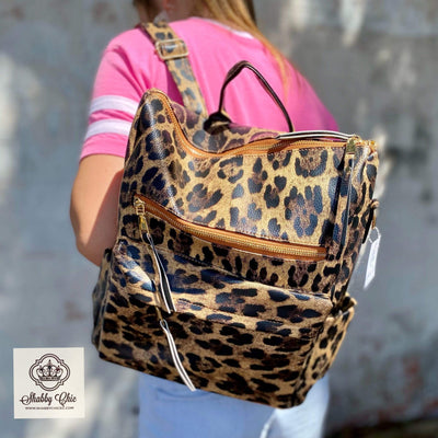 Brown Leopard Sling Backpack Shabby Chic Boutique and Tanning Salon