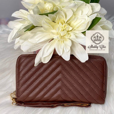 Brown Quilted Zip Wallet Shabby Chic Boutique and Tanning Salon