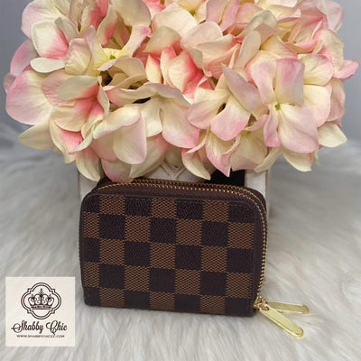 Brown Small Luxury Zip Wallet Shabby Chic Boutique and Tanning Salon