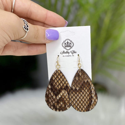 Brown Snakeskin earrings Shabby Chic Boutique and Tanning Salon