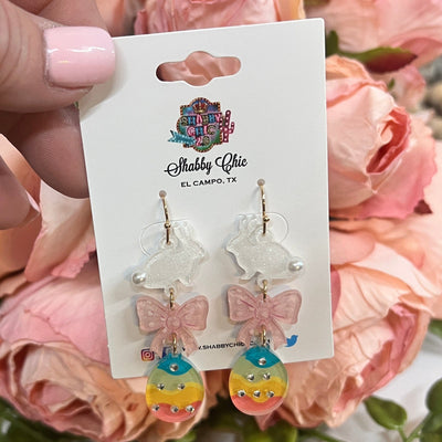 Bunny Bow and Egg Earrings Shabby Chic Boutique and Tanning Salon