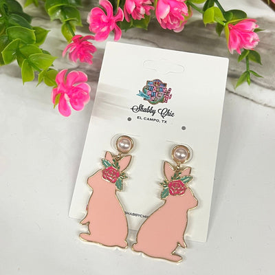 Bunny Earrings Shabby Chic Boutique and Tanning Salon Pink