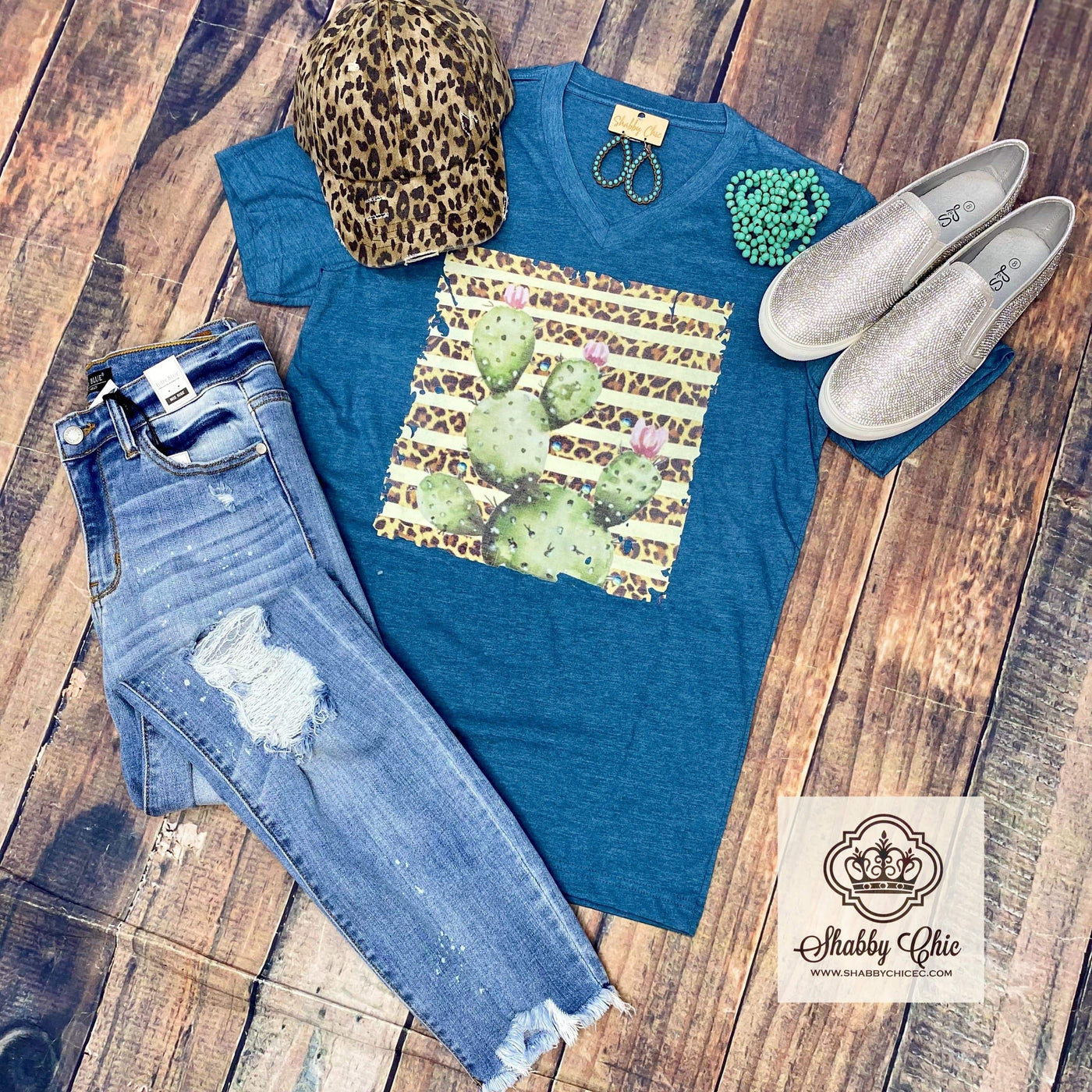 Cactus and Stripes Tee Shabby Chic Boutique and Tanning Salon