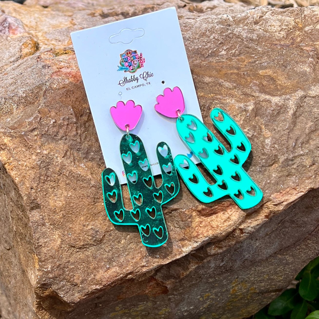 Cactus Blossom Earrings Shabby Chic Boutique and Tanning Salon Green