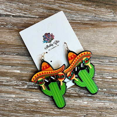 Cactus Sombrero Earrings Shabby Chic Boutique and Tanning Salon