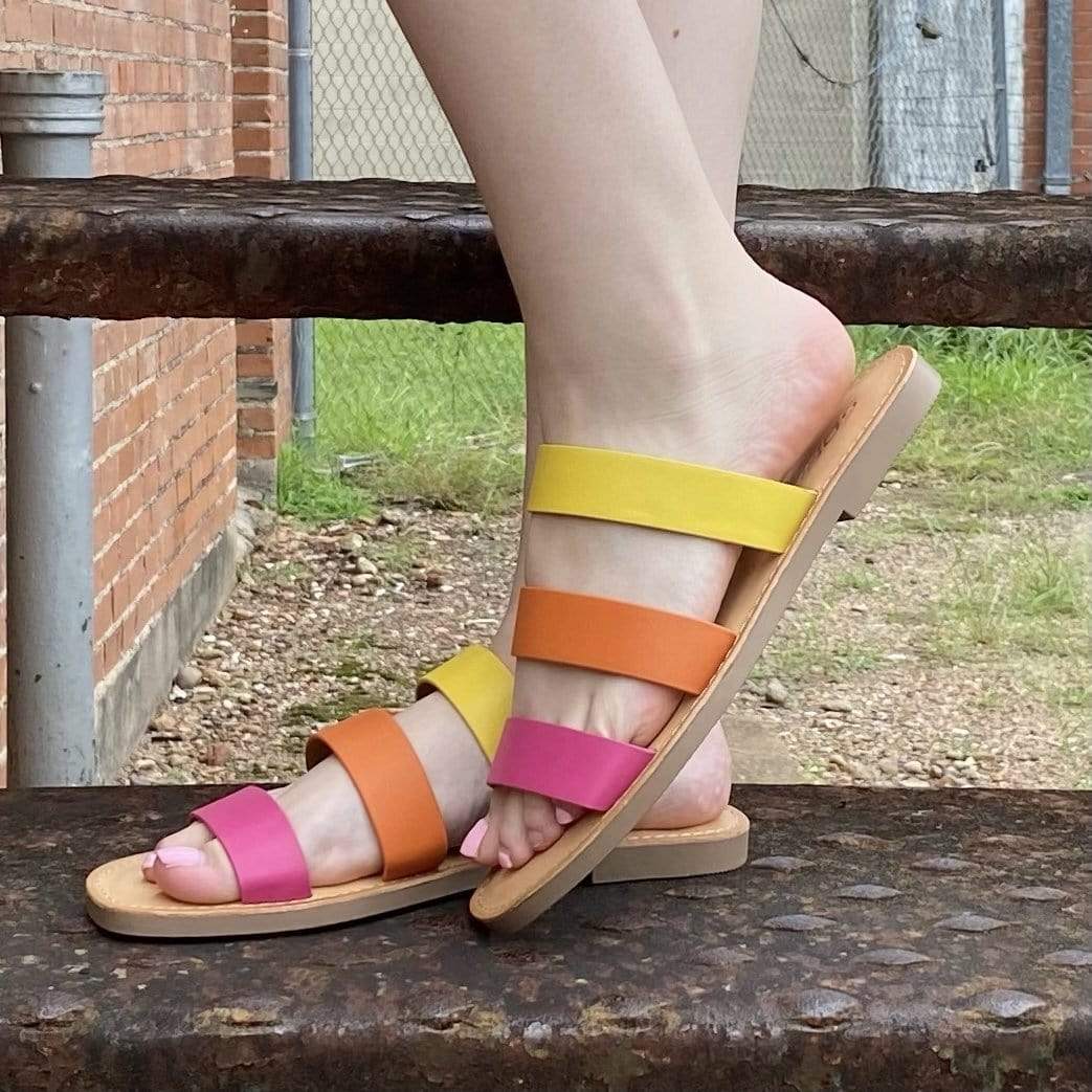 Cala Strappy Sandals - Pink, Yellow, Orange