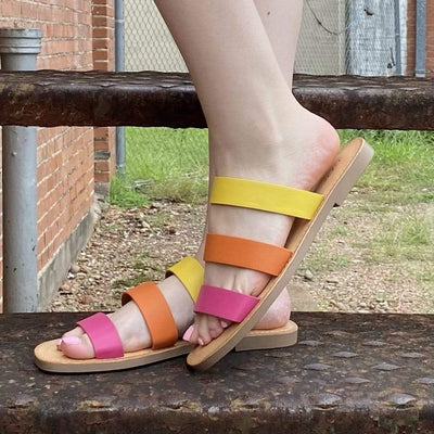 Cala Strappy Sandals - Pink, Yellow, Orange