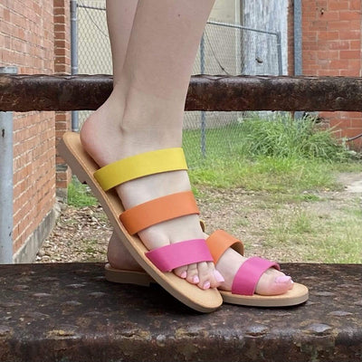 Cala Strappy Sandals - Pink, Yellow, Orange Shabby Chic Boutique and Tanning Salon