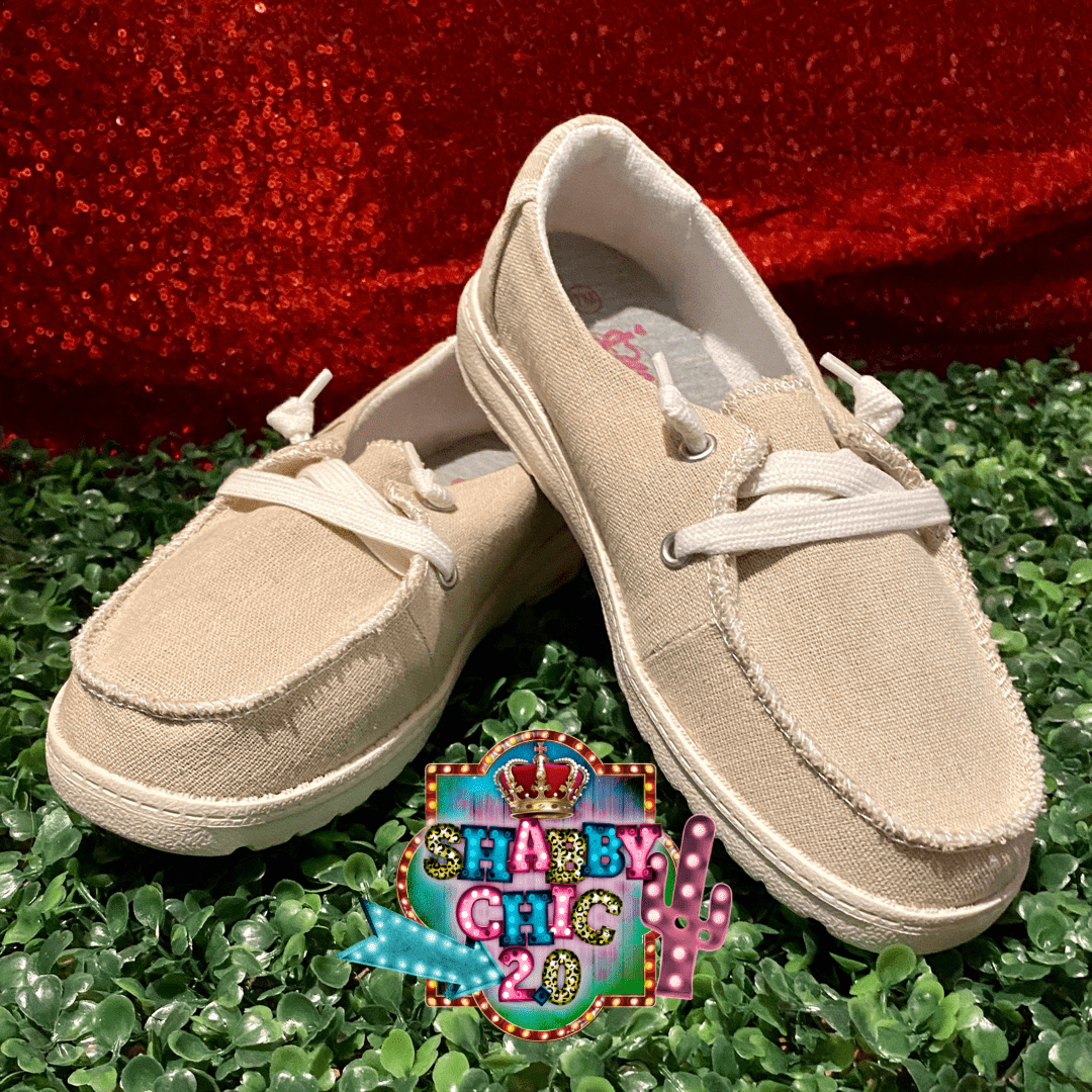 Carter Natural Multi Linen Slip on Shoes Shabby Chic Boutique and Tanning Salon