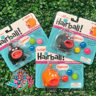 Cat With Hairball Toy Shabby Chic Boutique and Tanning Salon