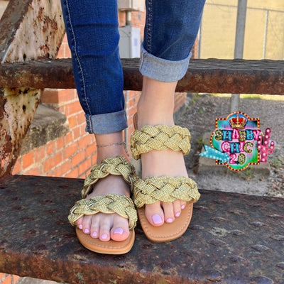 Chester's Braided Bling Sandals - Gold Shabby Chic Boutique and Tanning Salon