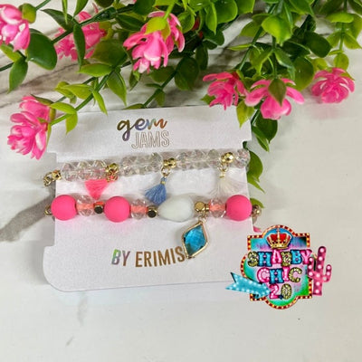 Children's Erimish BUBBLEGUM CARDED SET PINK LEMONADE bracelet Shabby Chic Boutique and Tanning Salon