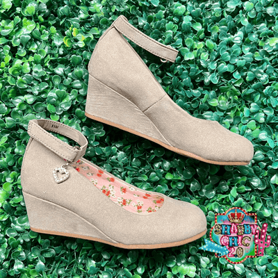 Children's Samantha Taupe Wedges Shabby Chic Boutique and Tanning Salon