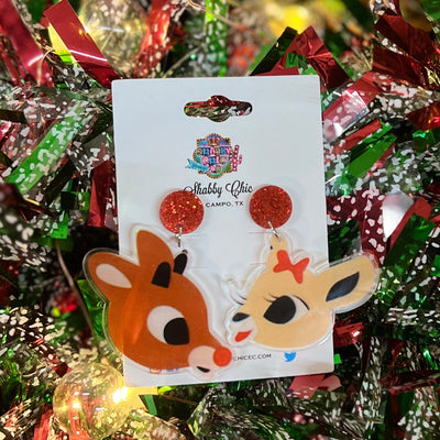 Christmas Deer Earrings Shabby Chic Boutique and Tanning Salon