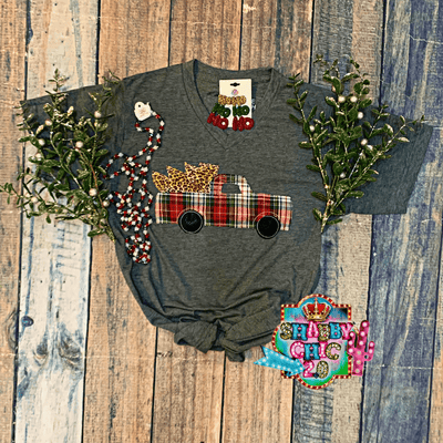Christmas Plaid Truck Tee Shabby Chic Boutique and Tanning Salon