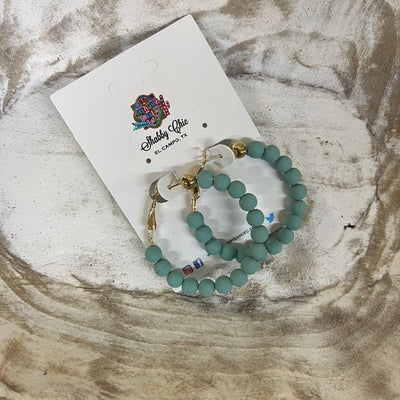 Clay Beaded Hoops - Light Turquoise Shabby Chic Boutique and Tanning Salon