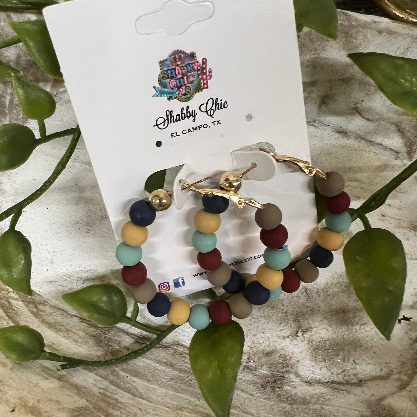 Clay Beaded Hoops - MultiColor Shabby Chic Boutique and Tanning Salon