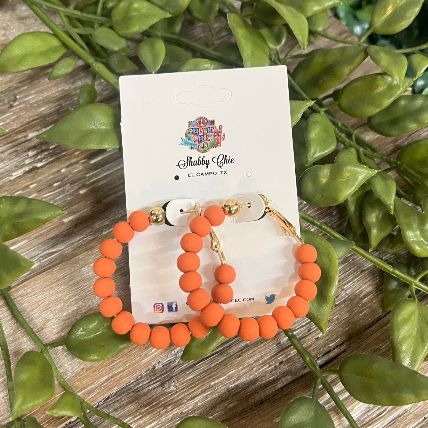 Clay Beaded Hoops - Orange Shabby Chic Boutique and Tanning Salon