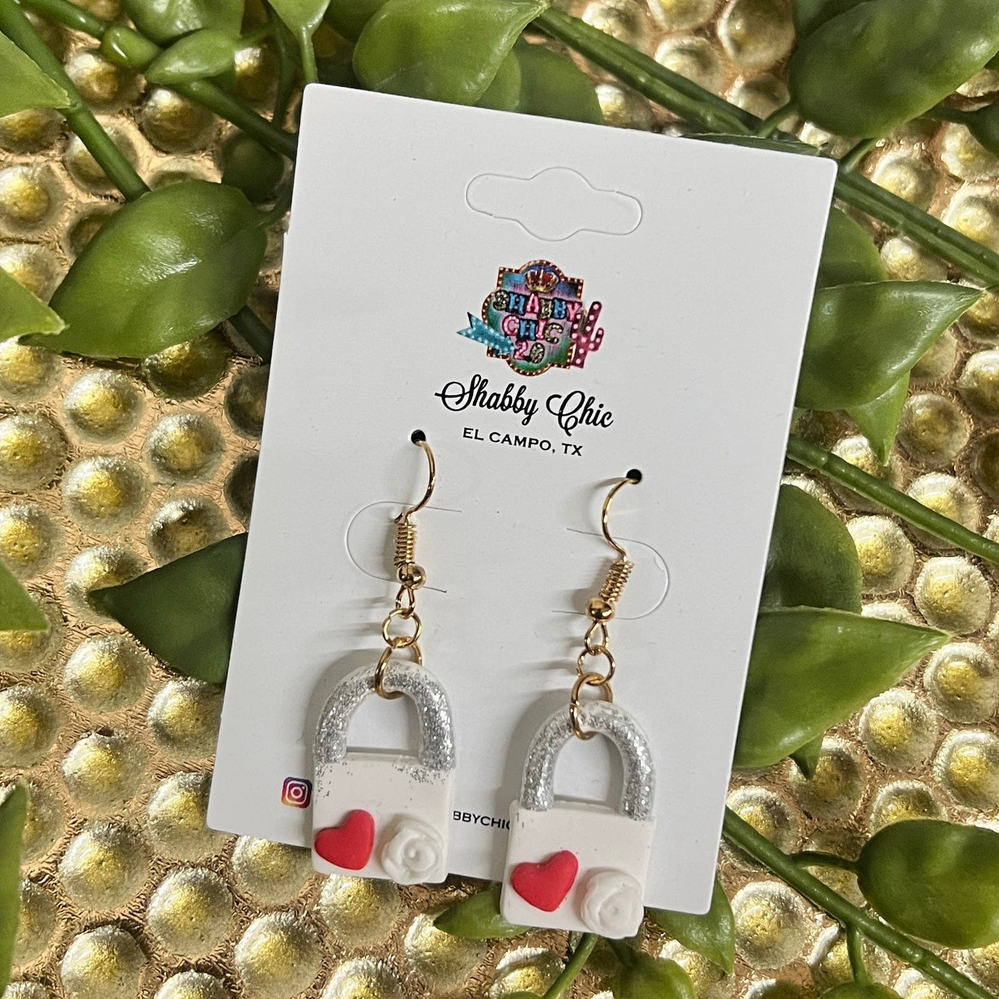 Clay Locked in Love Earrings Shabby Chic Boutique and Tanning Salon