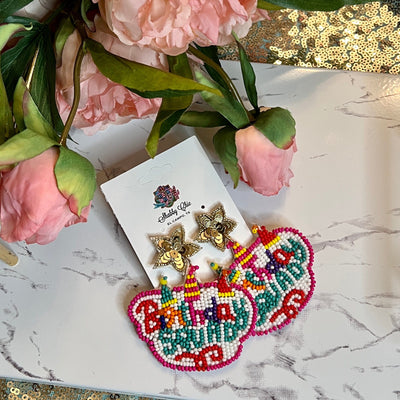 Colorful Birthday Squad Earrings Shabby Chic Boutique and Tanning Salon