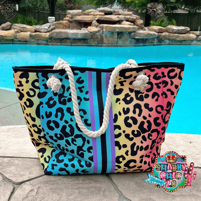 Colorful Leopard Tote Shabby Chic Boutique and Tanning Salon