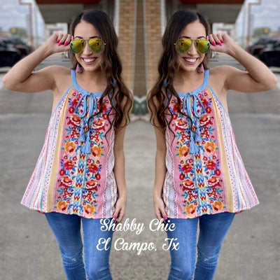 Colorful Serape Embroidery Top Shabby Chic Boutique and Tanning Salon