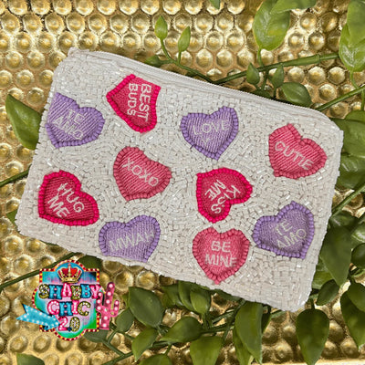 Conversation Hearts Beaded Bag Shabby Chic Boutique and Tanning Salon
