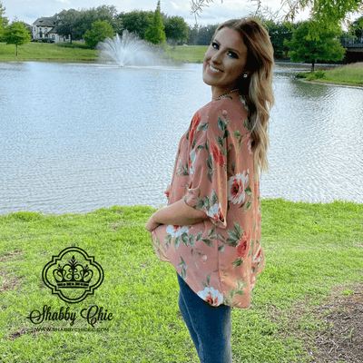 Coral Roses Kimono Shabby Chic Boutique and Tanning Salon