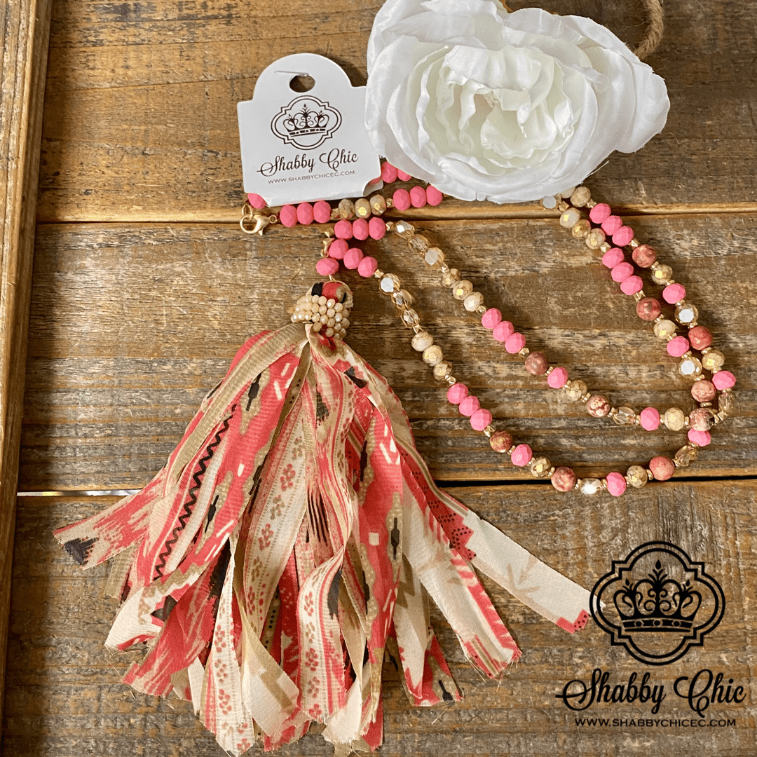 Coral Tassel Necklace Shabby Chic Boutique and Tanning Salon