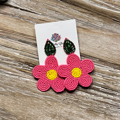 Daisy Earrings Shabby Chic Boutique and Tanning Salon Pink