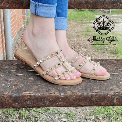 Dingy Slides - Taupe Shabby Chic Boutique and Tanning Salon