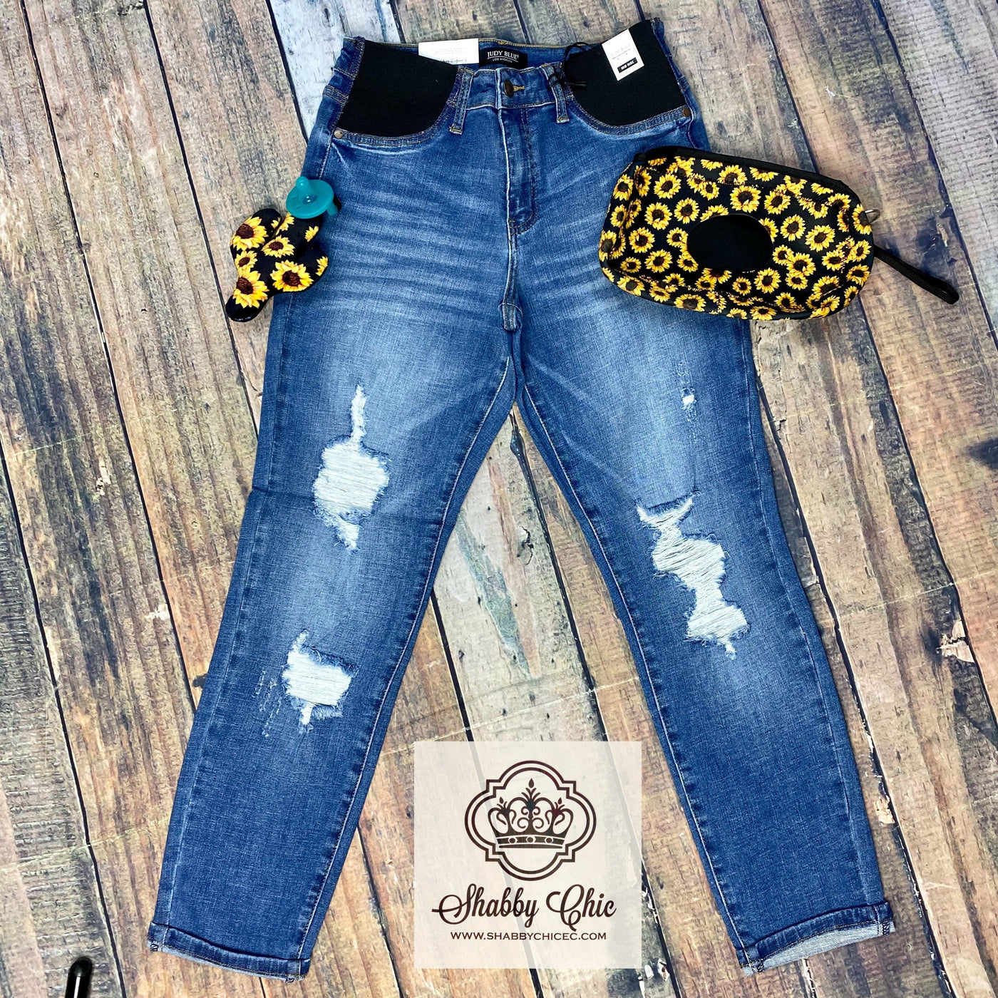Distressed Maternity Jeans Shabby Chic Boutique and Tanning Salon