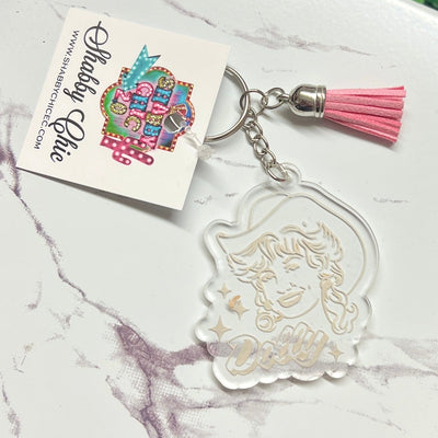 Dolly Acrylic Key Rings - Clear Shabby Chic Boutique and Tanning Salon