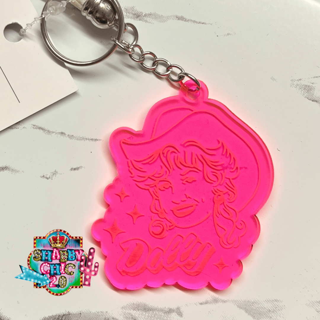 Dolly Acrylic Key Rings - Pink Shabby Chic Boutique and Tanning Salon