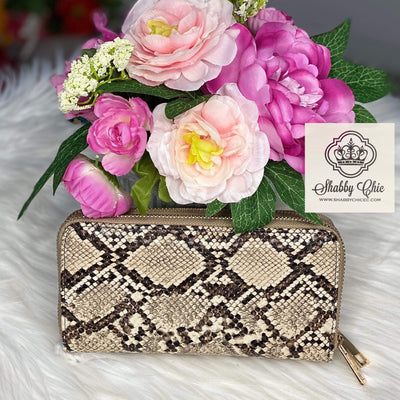 Double ZIp Snakeskin Zip Wallet Shabby Chic Boutique and Tanning Salon